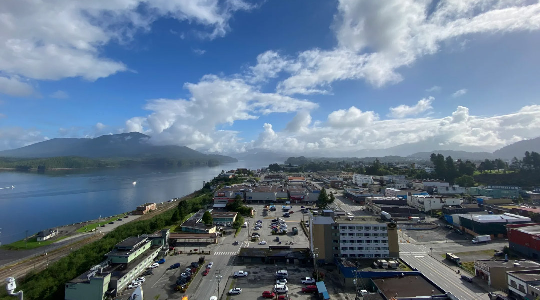 Mountain and city view from the Highline Hotel and Conference Centre