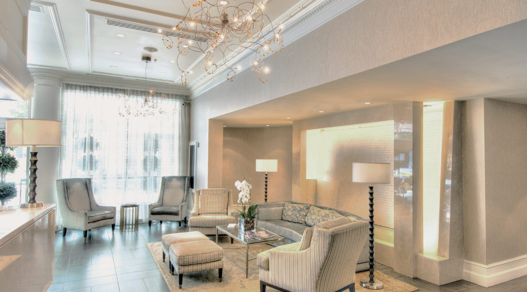 The lobby at Georgian Court Hotel in Vancouver