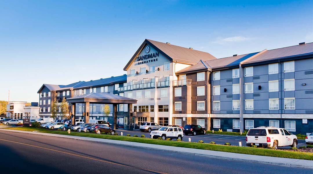 Exterior of the Sandman Signature hotel in Prince George Exterior of the Sandman Signature hotel in Prince George