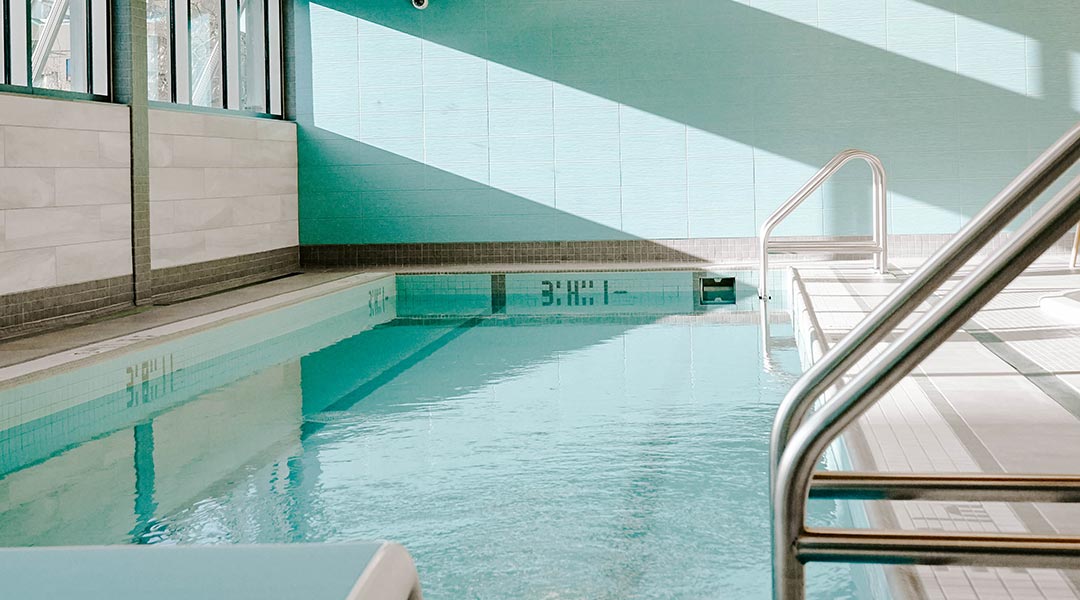 The indoor swimming pool  at the Blue Horizon Hotel in Vancouver.