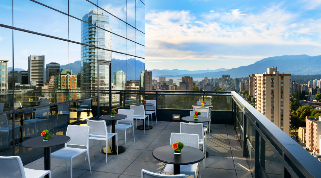 The club lounge balcony at Sheraton Vancouver Wall Centre The club lounge balcony at Sheraton Vancouver Wall Centre