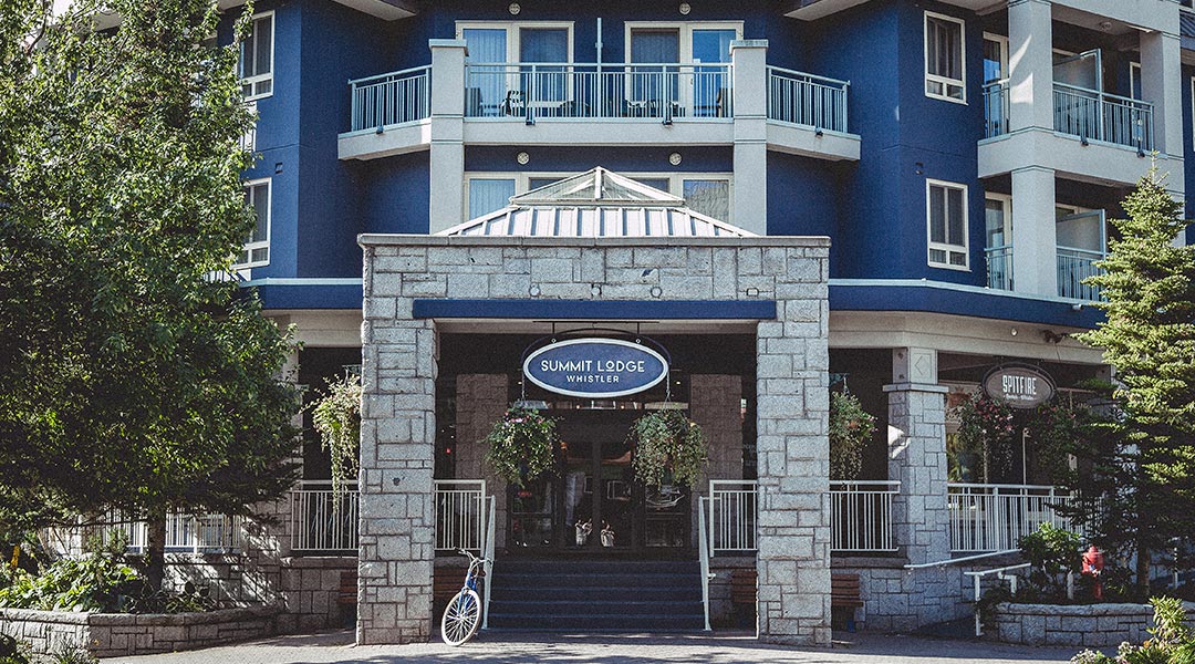 The exterior of the Summit Lodge Boutique Hotel in Whistler