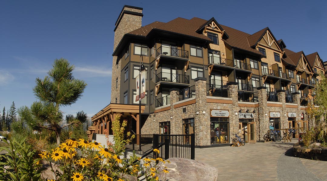 The exterior side building of the Glacier Mountaineer Lodge near Kicking Horse Mountain Resort in Golden The exterior side building of the Glacier Mountaineer Lodge near Kicking Horse Mountain Resort in Golden