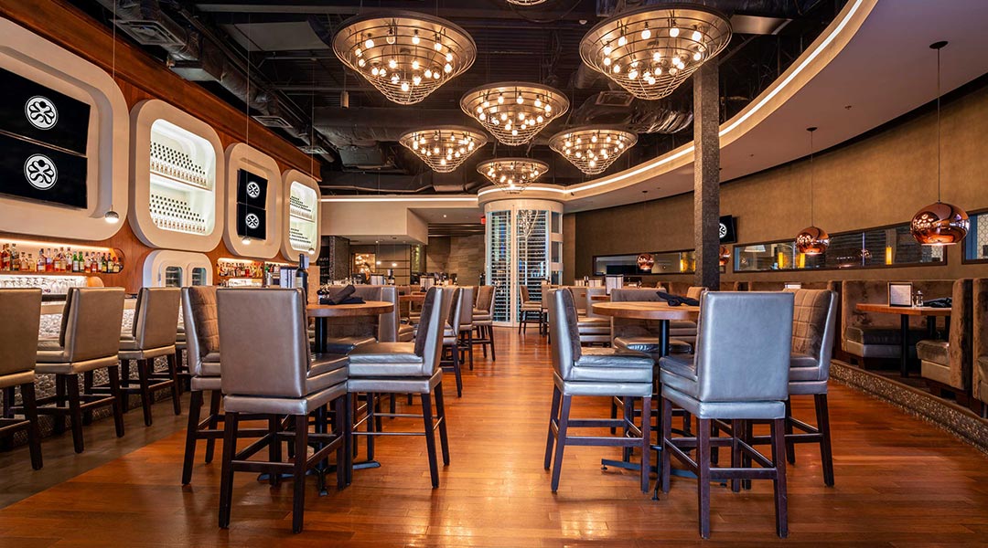 The interior of the Chop Steakhouse and Bar at the Sandman Signature Vancouver Airport Hotel and Resort in Richmond The interior of the Chop Steakhouse and Bar at the Sandman Signature Vancouver Airport Hotel and Resort in Richmond
