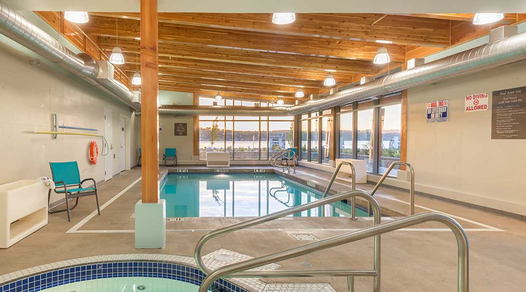 The indoor pool and hot tub by the ocean at the Comfort Inn and Suites Campbell River on Vancouver Island The indoor pool and hot tub by the ocean at the Comfort Inn and Suites Campbell River on Vancouver Island