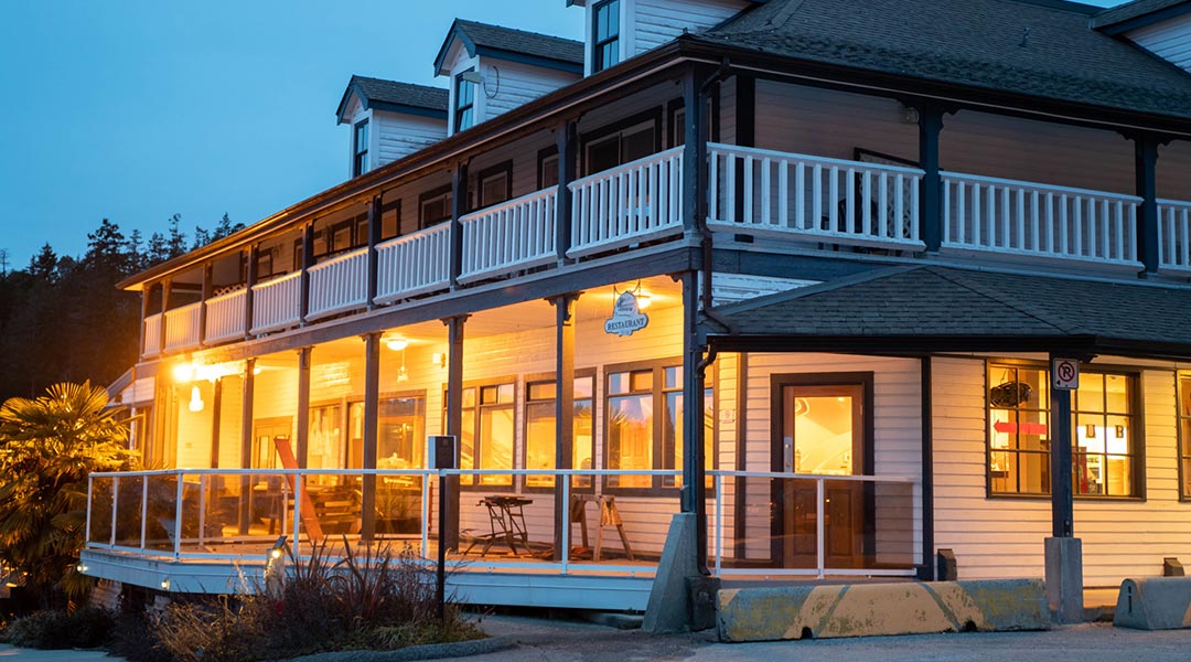 The exterior building of the The Lund Resort at Klah Ah Men near Powell River on the Sunshine Coast The exterior building of the The Lund Resort at Klah Ah Men near Powell River on the Sunshine Coast