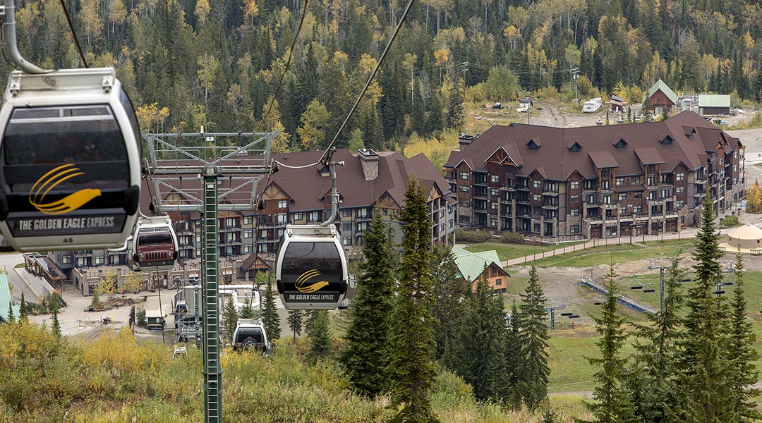 The Golden Eagle Express chairlift near the Glacier Mountaineer Lodge going to Kicking Horse Mountain Resort in Golden The Golden Eagle Express chairlift near the Glacier Mountaineer Lodge going to Kicking Horse Mountain Resort in Golden