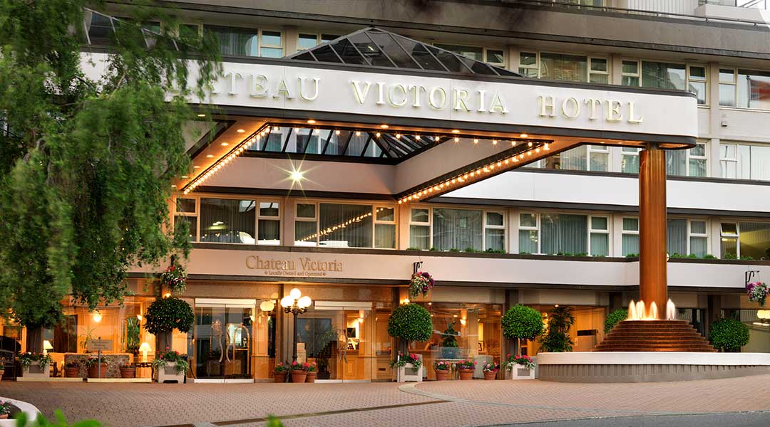 The exterior entrance of the Chateau Victoria Hotel on Vancouver Island The exterior entrance of the Chateau Victoria Hotel on Vancouver Island
