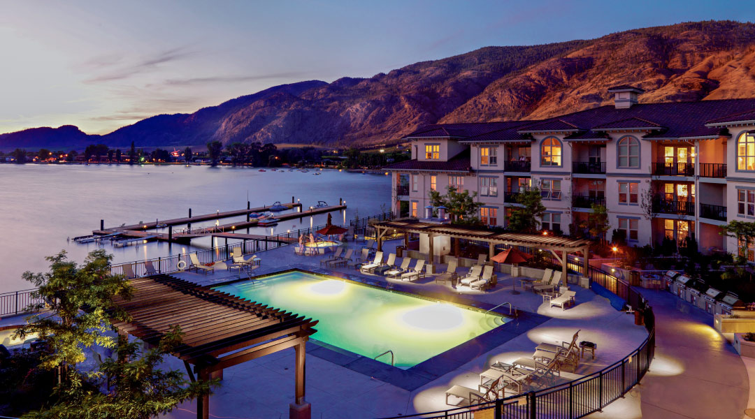 Walnut Beach Resort at dusk in Osoyoos Okanagan Walnut Beach Resort at dusk in Osoyoos Okanagan
