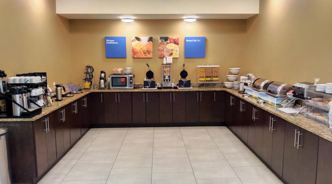 The breakfast room filled with coffee and morning snacks at the Comfort Inn and Suites Terrace in Northern BC The breakfast room filled with coffee and morning snacks at the Comfort Inn and Suites Terrace in Northern BC