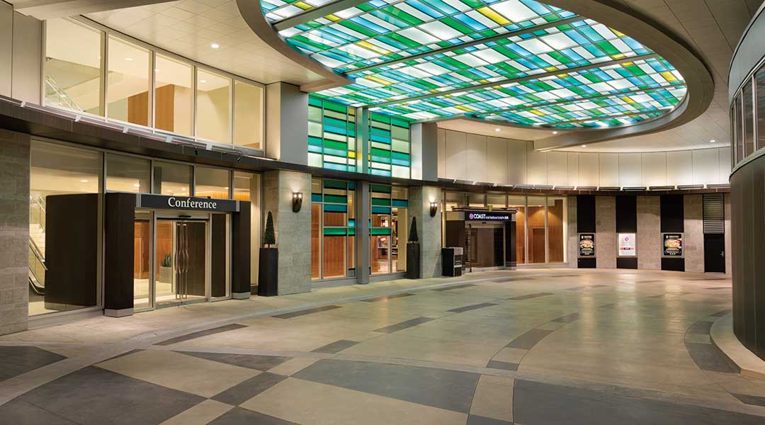 The interior lobby at the Coast Coal Harbour Hotel by APA in Vancouver