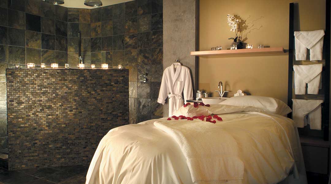 The spa facility and massage table with rose petals at the Brentwood Bay Resort and Spa on Vancouver Island The spa facility and massage table with rose petals at the Brentwood Bay Resort and Spa on Vancouver Island